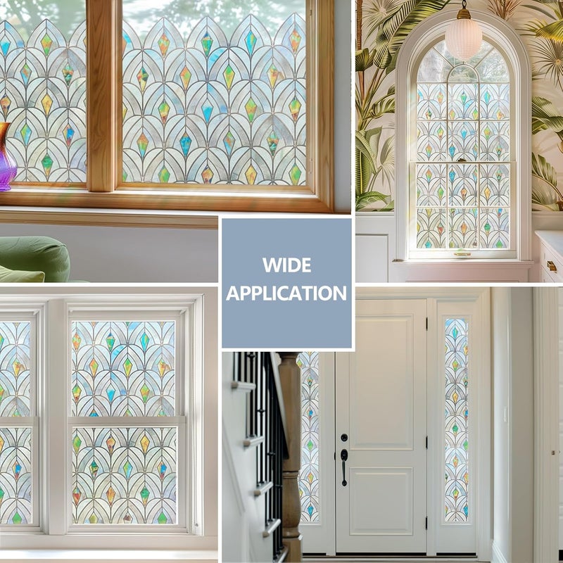 ADD.HERES 3D Stained Glass Window Film, Decorative Window Privacy Film for Bathroom,Front Door,Home, Sun Blocking Heat Control,Static Cling,Malachite, 17.3inch x 47.2inch - Image 5